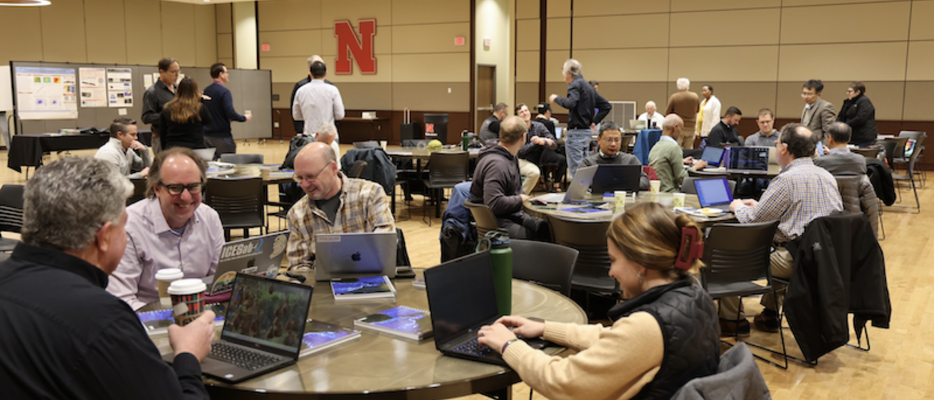 People working at tables