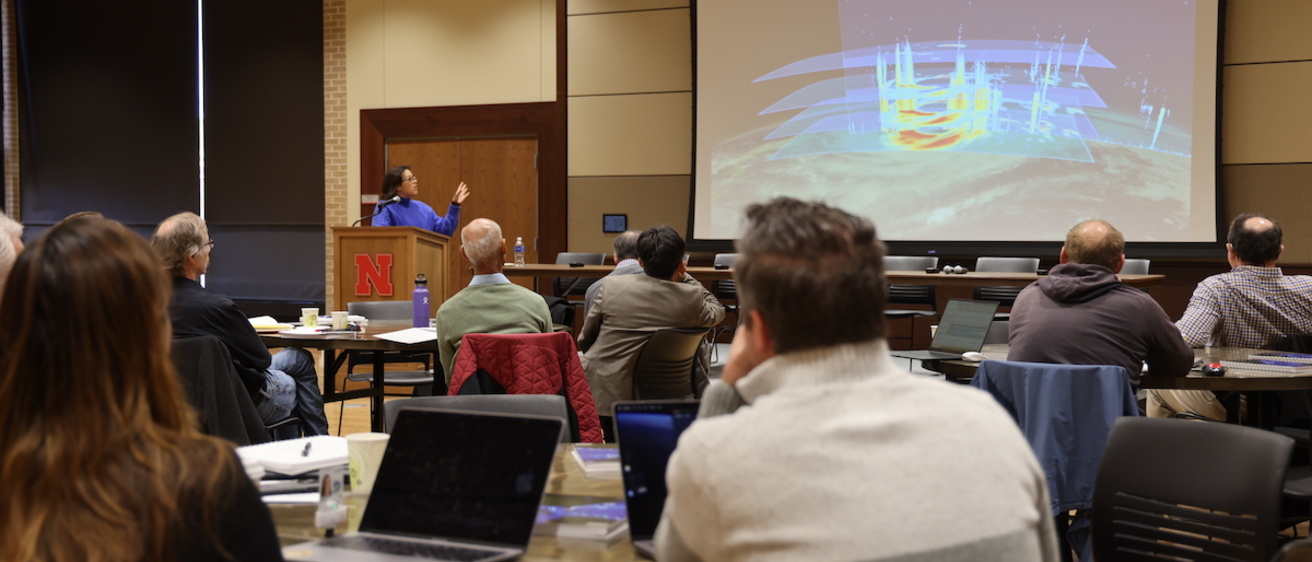 A person presenting at a conference